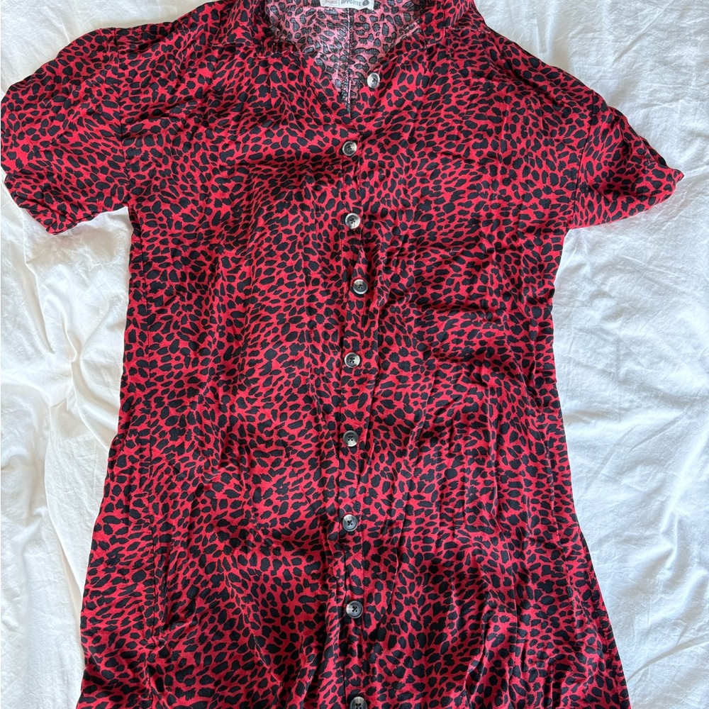 Asics Red and Black Leopard Print Shirt